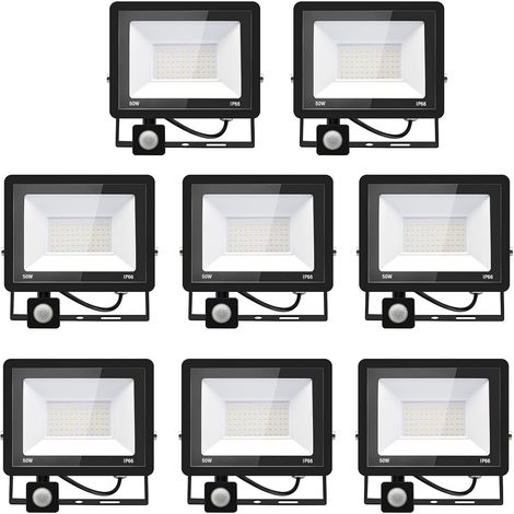 8PACK - Projecteur LED détecteur de mouvement 50W,5000LM Exterieur Avec Detecteur Blanc Chaud(3000K) Imperméable IP66 sécurité pour, garage, couloir XPGGY-50W (1/5)