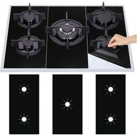 3Pcs Plaque de Cuisson à Gaz Protection en Téflon, Tapis de Cuisinière à Gaziniere Gaz Réutilisables, Protection d'écran Anti-adhésif, Nettoyage Rapide (1/5)