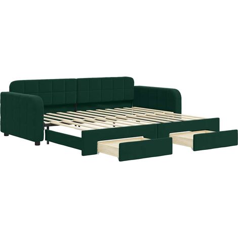 Maison Exclusive - Divano Letto Estraibile Cassetti Verde Scuro 90x200cm Velluto