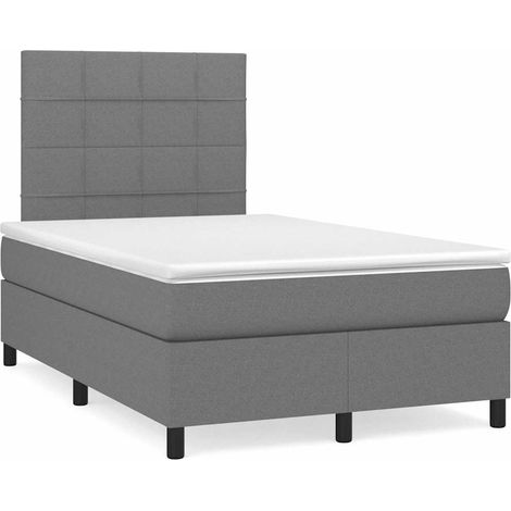 vidaXL Sommier à lattes de lit matelas LED gris foncé 120x190 cm tissu (1/5)
