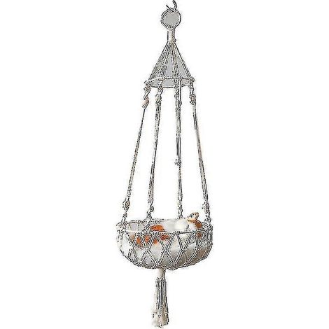 Hamac pour chat en macramé, lit suspendu pour animaux, nid suspendu bohème, panier tressé pour chat, décoration intérieure (1/5)
