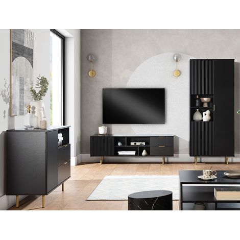 Wohnmöbel Set matt schwarz NADOR-132 modern 3-teilig (1/5)
