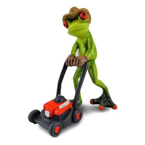Froschfigur mit Rasenmäher (1/5)