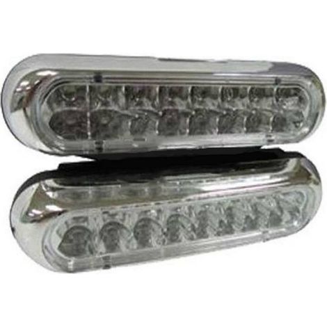 TRADE SHOP - Luci Auto 16 Led Per Fanale Day Time Diurne Waterproof Dc 12v Paraurti Luce Blue -