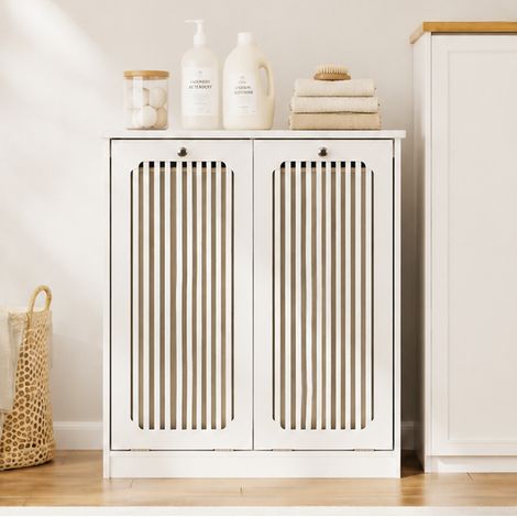 Armario para ropa 66x35x76 cm MDF blanco, ahorro de espacio para baño – MEUBLIV (1/5)