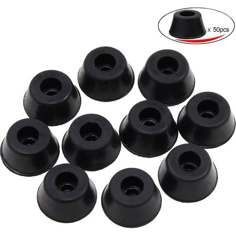 Cabinet rond noir cas en caoutchouc table chaise jambe pied pied pieds protecteur anti-dérapant circulaire tampons de pare-chocs 18 x22 x 10mm 50 PCS (1/3)
