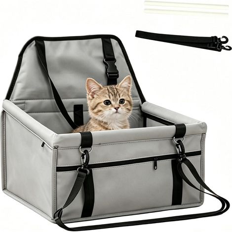 Siege Auto Chien, Panier Chien Voiture Moyen 40  32  21cm, Panier Voiture Chien pour Chiens et Chats, Siege Voiture Chien Facile à Nettoyer, Siege Auto Chien Voiture Réglable, Gris, 1 Pièce (1/5)