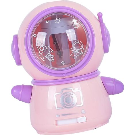 Taille-crayon électrique mignon en forme d'astronaute, sûr et flexible, adapté aux salles de classe et aux maisons, rose.