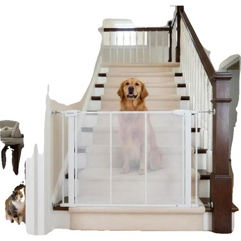 Cancelletto di sicurezza retrattile per bambini, facile da installare, adatto a bambini e animali domestici, BIANCO (1/2)