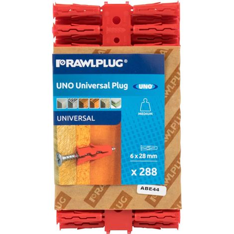 Rawlplug R-U1-MIX-RED-288 Red UNO Plugs 6 x 28mm (Pack 288) RAW68525