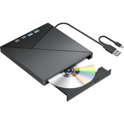 7-in-1 externes optisches Laufwerk mit USB 3.0, CD/DVD +/-RW-Brenner und SD/TF-Kartensteckplätzen für Windows (1/5)