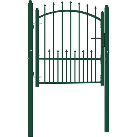 Cancello per Recinzione con Punte in Acciaio 100x100 cm Verde vidaXL (1/5)