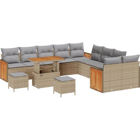 Maison Exclusive - Ensemble de canapé de jardin 17 pcs Beige et Gris clair (1/5)