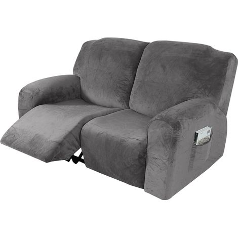 Housse de Fauteuil Inclinable Relax, Housse de Fauteuil Extensible en Velours, Housse de Fauteuil de Massage Lavable à la Maison, Protecteur de Fauteuil Inclinable (2 Place(6pièces), Gris) (1/5)