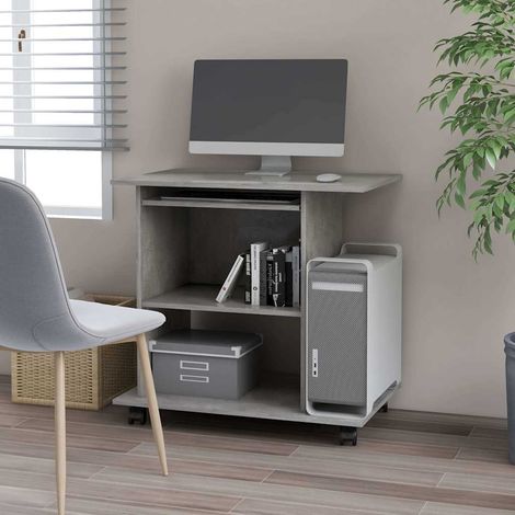 vidaXL Mesa de ordenador madera contrachapada gris hormigón 80x50x75cm (1/5)