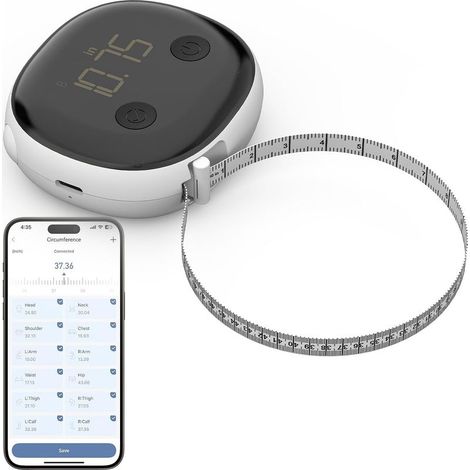 Mètre Ruban Rétractable et Connecté avec Application Bluetooth Rechargeable USB-C pour Mesure du Corps Gain de Muscle Remise en Forme et Musculation, 150 Centimètres / 60 Pouces (1/5)