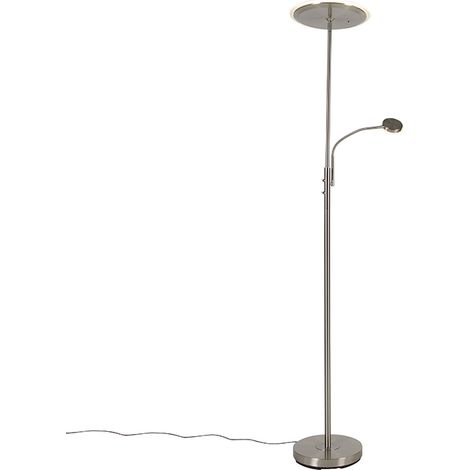 Moderne Stehlampe Stahl inkl. LED mit Fernbedienung und Lesearm - Strela