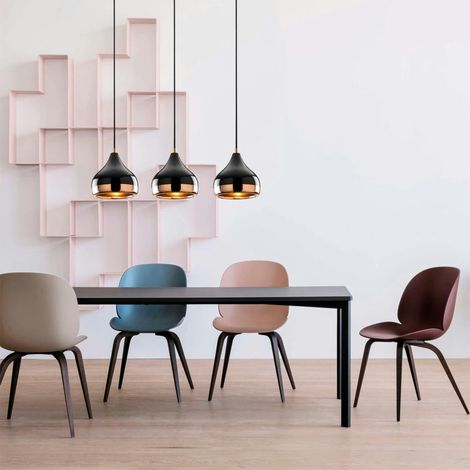 Suspension de table noire et cuivre, 3 abat-jour SILE (1/5)