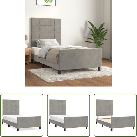 Kopfteil - Bettgestell ohne Matratze Hellgrau 80x200 cm Samt (1/5)