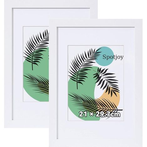 Spotjoy Bilderrahmen DIN A4 21x29.7 cm 2er Set Weiß Holzrahmen Acrylglas (1/5)