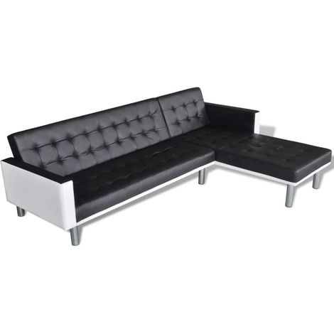 Maison Exclusive - Schlafsofa L-Form Kunstleder Schwarz