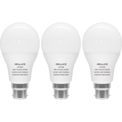 Ampoule LED B22, 12W=100W, Blanc Chaud 3000K, 1200LM, Lot de 3 (1/5)