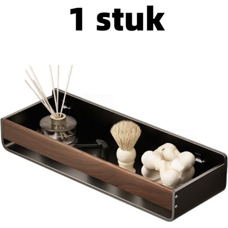gancio per mensola da cucina, porta spezie. Non è necessaria la foratura. Montaggio a parete. Spazio di archiviazione multifunzionale. 30 cm × 9 cm × 6 cm. Marrone. (1/5)