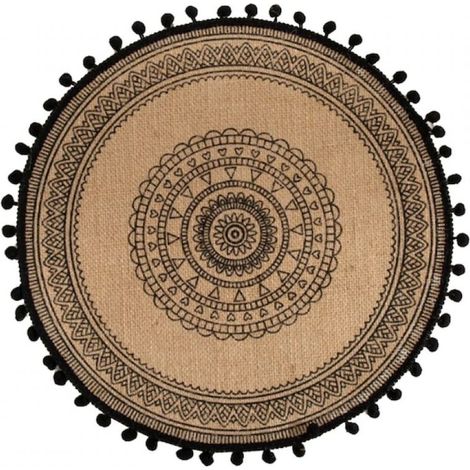 6 Tapis de table en lin et coton, rond noir 40cm, résistant à la chaleur, pour cuisine, salle à manger, hôtel (1/5)