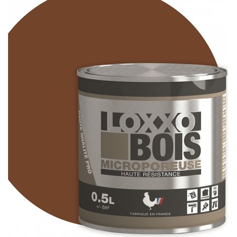 Peinture bois glycéro microporeuse 0,5L – Haute résistance UV et intempéries – Finition satinée – Couleur brun fauve – Loxxo (1/4)
