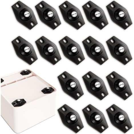 Roulettes à billes autocollantes 360° pour petits meubles - Lot de 16 pièces noires (1/5)