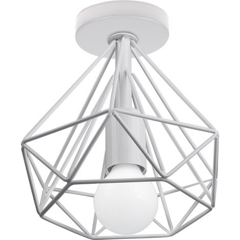 Lámpara De Techo Forma De Diamante Moderna Lustre Creativo Simple Ø20CM Para Restaurante Comedor Bar (Blanco)