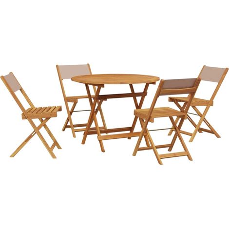 Ensemble à manger de jardin 5 pcs Mobilier de jardin taupe tissu et bois massif (1/5)