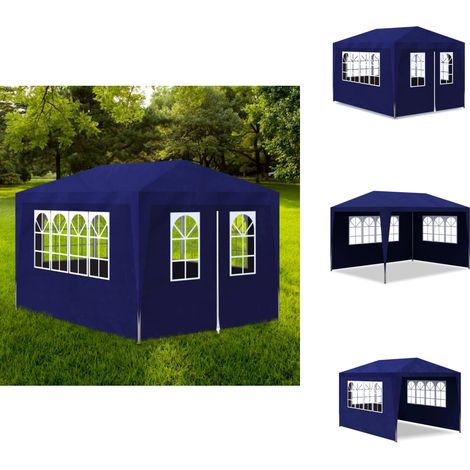 Tente de réception 3x4 m Bleu - Tents De Réception - Auvent Extérieur - Abri Jardin - Parasol - Fête Extérieure (1/5)