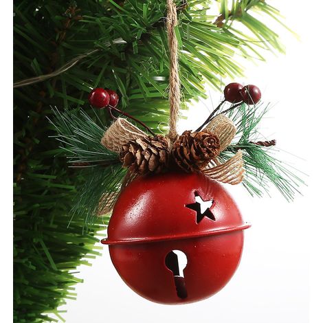 Ej.Life Dreifarbiger optionaler Weihnachtsglockenanhänger aus Eisen [rot] (1/5)