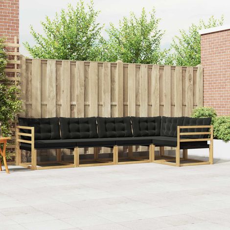 vidaXL Outdoor-Sofagarnitur mit Kissen 5 pcs Weiß und Schwarz (1/5)
