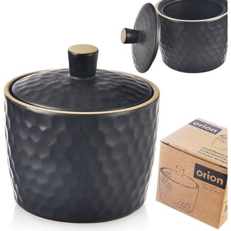 Zuccheriera in ceramica, zuccheriera nera, zuccheriera, TEA TIME 320 ml, ORION 155404 (1/5)