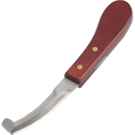 Couteau à sabot en acier inoxydable à double lame, manche ergonomique en bois, pour la taille des sabots de chevaux (1/5)