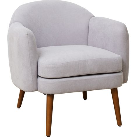 Svita – Fauteuil relax rembourré gris clair – Accoudoirs confortables – Dimensions 60x68x79cm – Housse en polyester – Pieds en bois d'hévéa