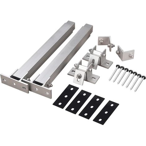 Adjustable mounting bracket for solar panels on the roof of a short rail vehicle made of aluminum alloy. (1/5)