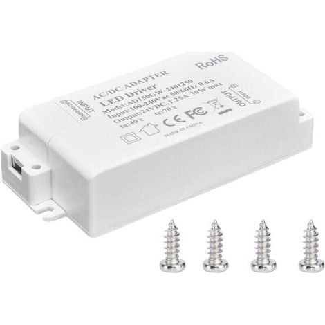 Transformateur de lumière LED 30W DC 24V 1.25A, alimentation à tension constante AC 100‑240V, accessoires d\'éclairage pour bande LED (1/3)