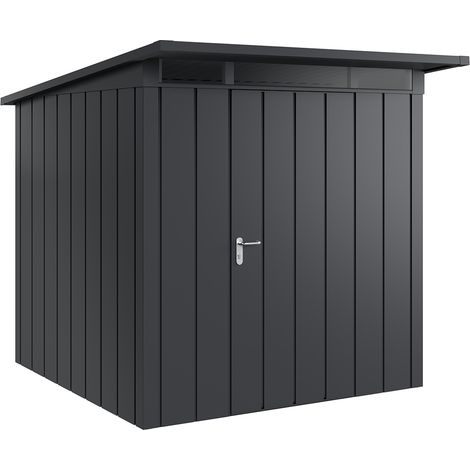 Hörmann Metall-Gerätehaus "Juno" mit Pultdach, JPD5 - Modern, 214 x 214 cm (B x T), anthrazit, 1-flüglige Tür, Anschlag rechts (1/5)