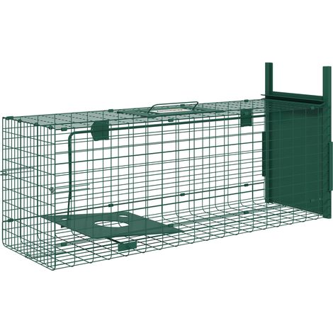 Cage-piège pour petits animaux avec une porte et une poignée, 80 x 25 x 30 cm, vert foncé