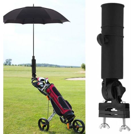 Porte-Parapluie - Pour Chariot De Golf - Universel - Fixation Rapide Sur Poignée - Noir - 1 Pièce