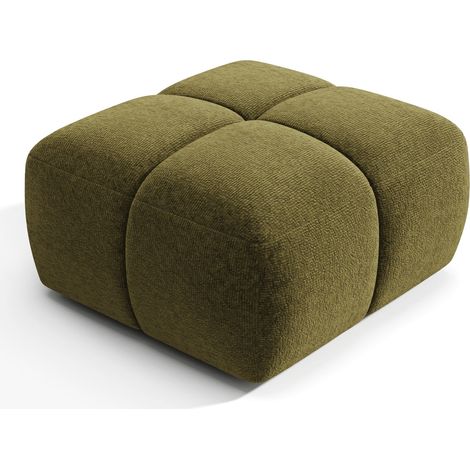Pouf en velours texturé vert vintage MOSS (1/5)