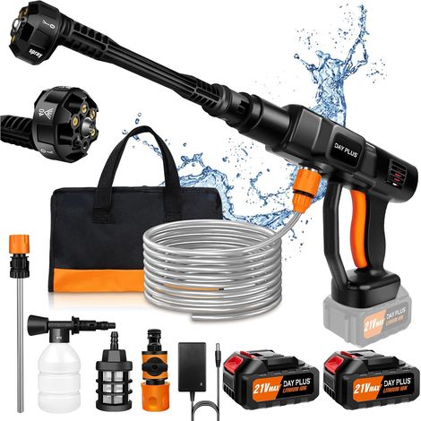 Nettoyeur Haute Pression Sans Fil 6000mAh, 21V 45 Bar/652 PSI Pistolet à Eau Haute Pression Portable avec Générateur de Mousse, Buse Multi-pulvérisati (1/5)