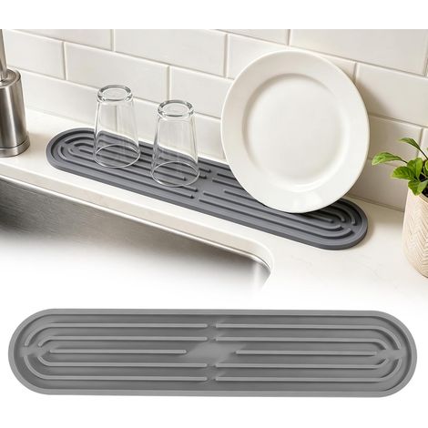 43 x 7.8 x 1 cm Tapis Égouttoir Étroit Silicone Organisateur (1/5)