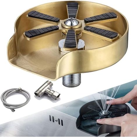 Lave Verres pour évier de Cuisine, Lave Verres en Acier Inoxydable Or, Lave Bouteilles, Rince Bouteilles, Nettoie Bouteilles, Accessoires d'évier de Cuisine. (1/5)