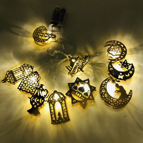 Ramadan Eid Lichterkette, batteriebetrieben, Mond- und Sternenlampe, Mubarak-Mond-LED-Lichterkette für die Dekoration des Ramadan-Festes in Innenräumen (1/4)