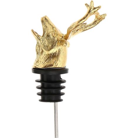 Verseur à vin en forme de tête de cerf, bouchon de bouteille animal, aérateur de vin créatif pour bar, fête et restaurant (doré)-Golden (1/4)