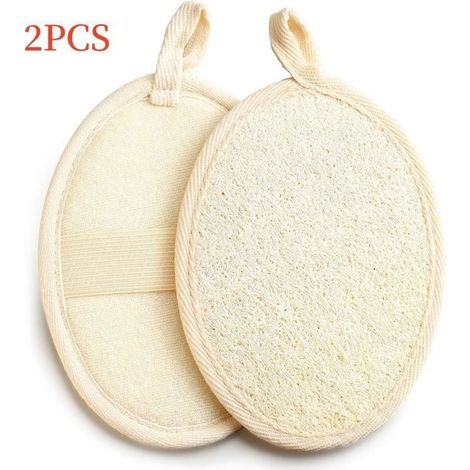 Éponge de bain - Luffa - Exfoliante - Naturelle - 10x14.5CM - Lot de 2 blanc blanc GANT DE TOILETTE (1/5)